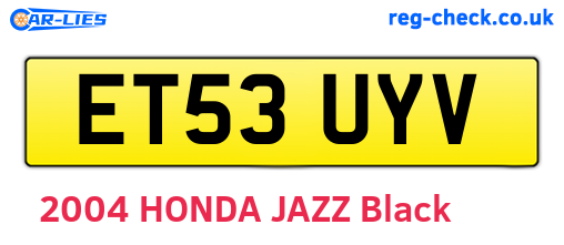 ET53UYV are the vehicle registration plates.