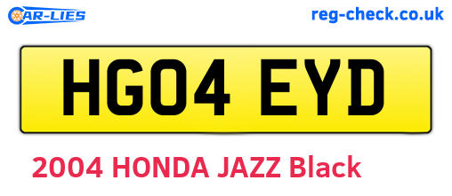 HG04EYD are the vehicle registration plates.