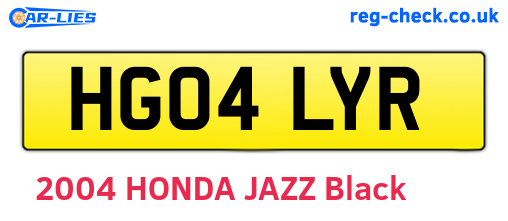 HG04LYR are the vehicle registration plates.