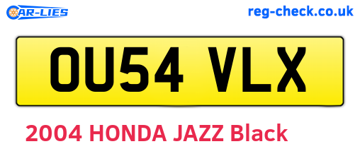 OU54VLX are the vehicle registration plates.
