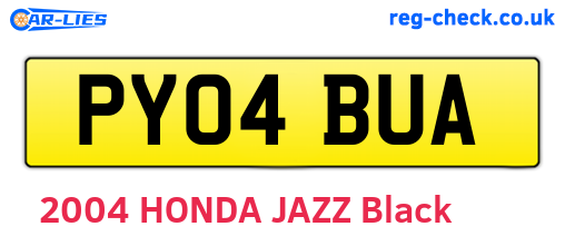 PY04BUA are the vehicle registration plates.