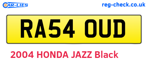 RA54OUD are the vehicle registration plates.