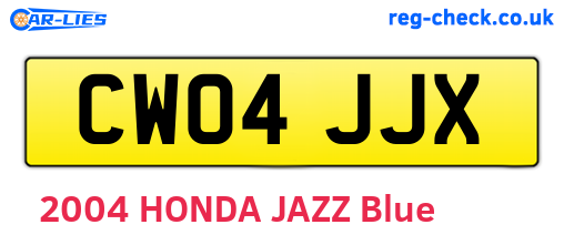 CW04JJX are the vehicle registration plates.
