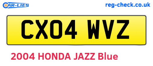 CX04WVZ are the vehicle registration plates.