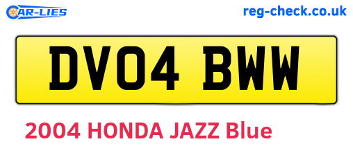DV04BWW are the vehicle registration plates.