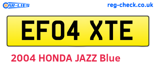 EF04XTE are the vehicle registration plates.