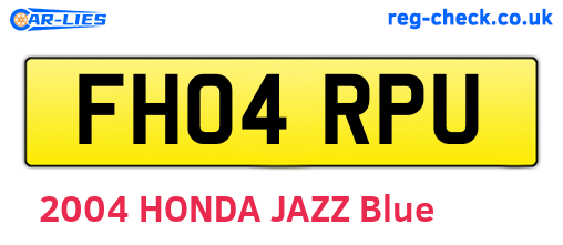 FH04RPU are the vehicle registration plates.