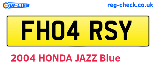 FH04RSY are the vehicle registration plates.