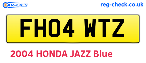 FH04WTZ are the vehicle registration plates.