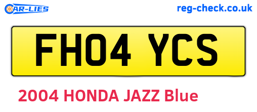 FH04YCS are the vehicle registration plates.