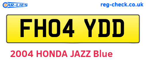 FH04YDD are the vehicle registration plates.