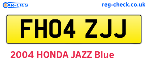 FH04ZJJ are the vehicle registration plates.
