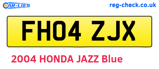 FH04ZJX are the vehicle registration plates.