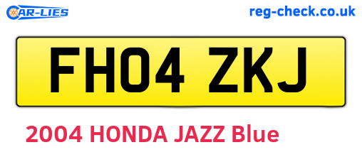 FH04ZKJ are the vehicle registration plates.