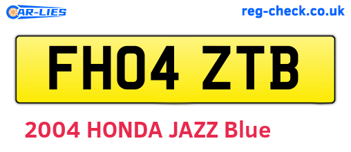 FH04ZTB are the vehicle registration plates.