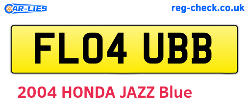 FL04UBB are the vehicle registration plates.