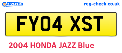 FY04XST are the vehicle registration plates.