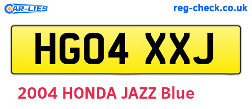 HG04XXJ are the vehicle registration plates.