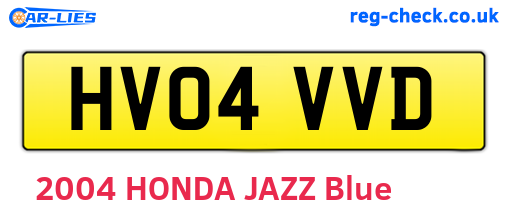 HV04VVD are the vehicle registration plates.