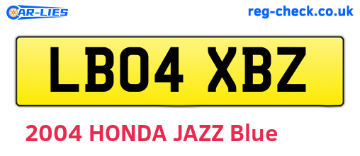 LB04XBZ are the vehicle registration plates.