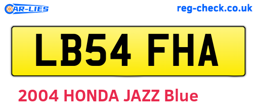 LB54FHA are the vehicle registration plates.