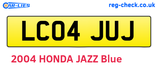 LC04JUJ are the vehicle registration plates.