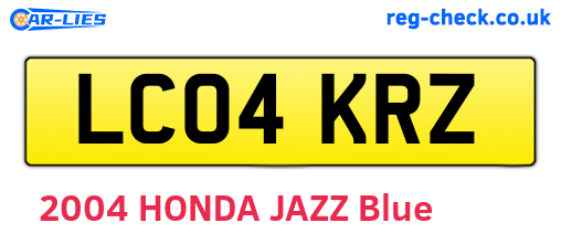 LC04KRZ are the vehicle registration plates.