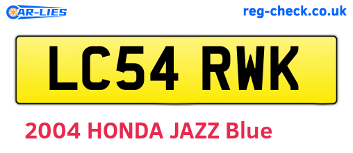 LC54RWK are the vehicle registration plates.