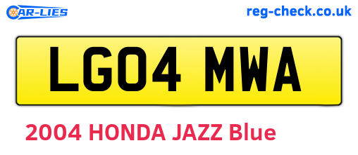 LG04MWA are the vehicle registration plates.