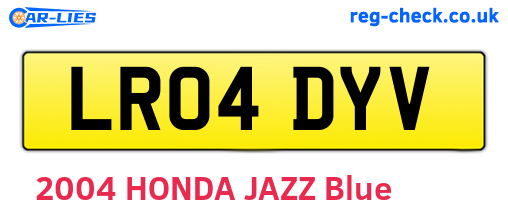 LR04DYV are the vehicle registration plates.