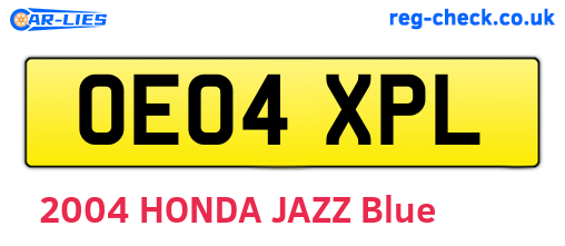OE04XPL are the vehicle registration plates.