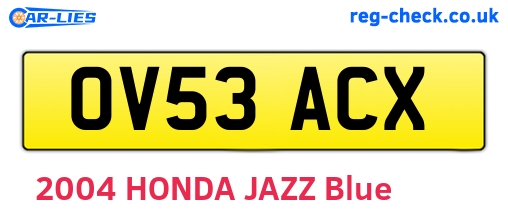 OV53ACX are the vehicle registration plates.