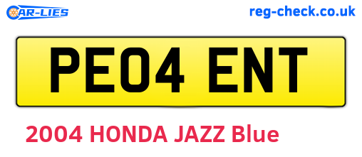 PE04ENT are the vehicle registration plates.