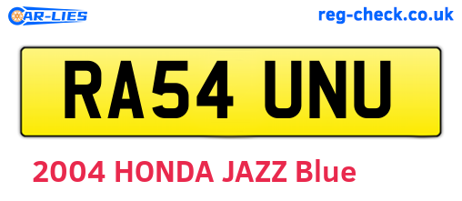 RA54UNU are the vehicle registration plates.
