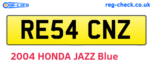 RE54CNZ are the vehicle registration plates.