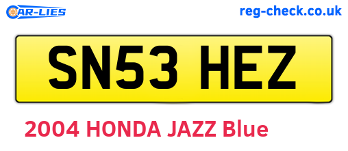 SN53HEZ are the vehicle registration plates.
