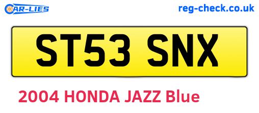 ST53SNX are the vehicle registration plates.