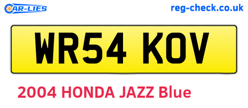 WR54KOV are the vehicle registration plates.