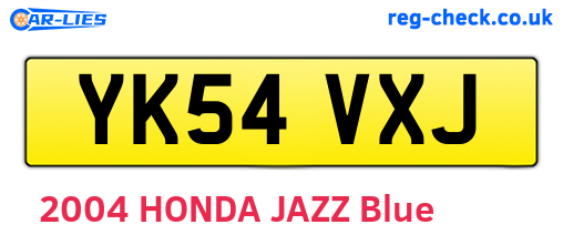 YK54VXJ are the vehicle registration plates.