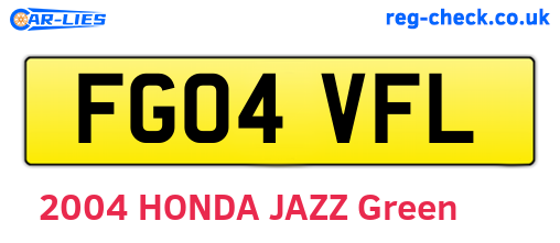 FG04VFL are the vehicle registration plates.