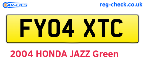 FY04XTC are the vehicle registration plates.