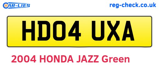 HD04UXA are the vehicle registration plates.