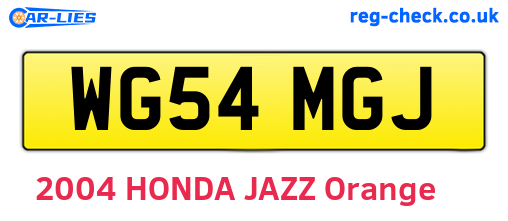 WG54MGJ are the vehicle registration plates.