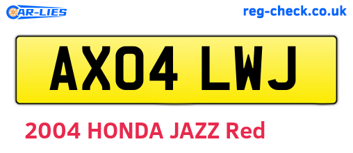 AX04LWJ are the vehicle registration plates.