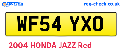WF54YXO are the vehicle registration plates.