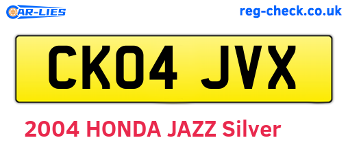 CK04JVX are the vehicle registration plates.