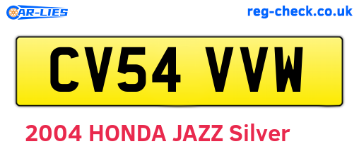 CV54VVW are the vehicle registration plates.