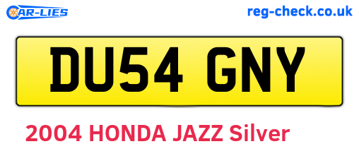 DU54GNY are the vehicle registration plates.