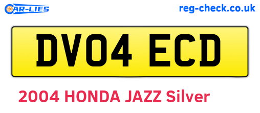 DV04ECD are the vehicle registration plates.