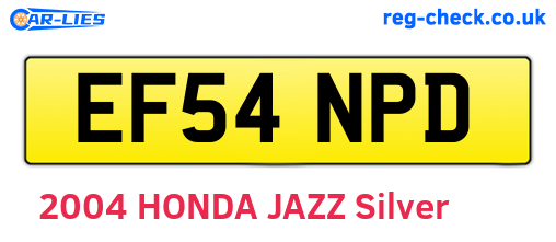 EF54NPD are the vehicle registration plates.